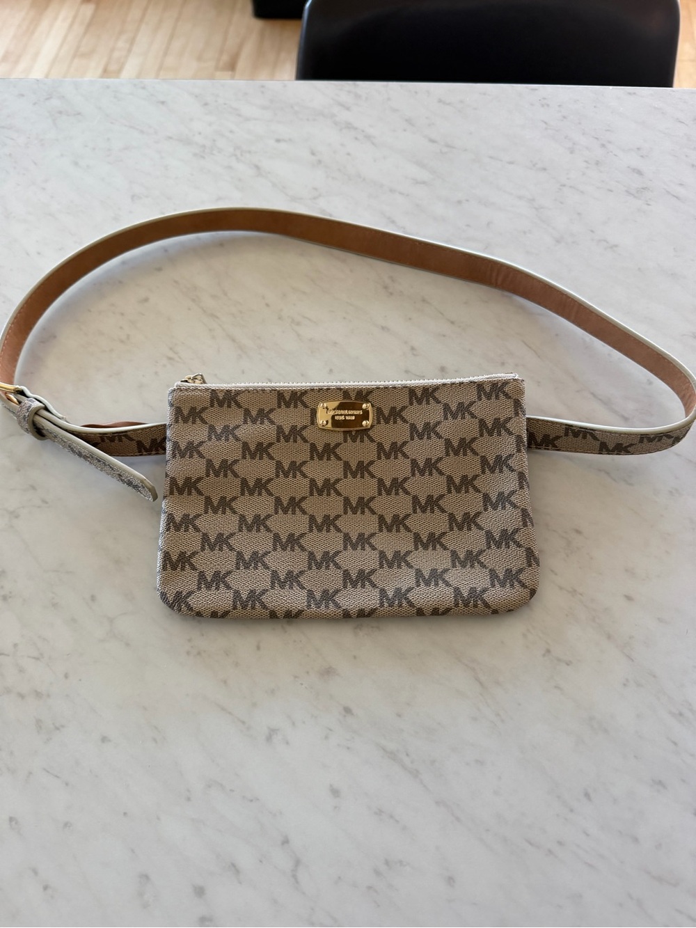 Michael Kors MK Logo Beige Belt Bag